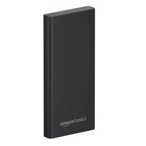Amazon Basics 10000mAh 22.5W Fast Charging Power Bank,Compact Metal Body (Black)