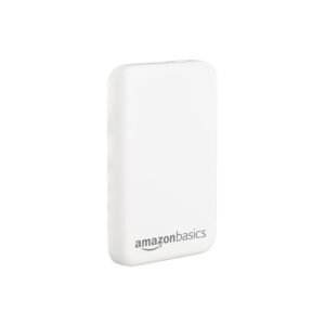 Amazon Basics 5000mAh Li-Polymer Wireless Power Bank | Two-Way Fast Charging (White)