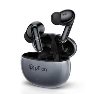 pTron Bassbuds Eon in-Ear TWS Earbuds with HD Mic, IPX4 Water Resistant (Steel Grey/Black)