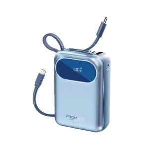 Promate 20000mAh Power Bank | Ultra-Compact Powerbank with Built-in Cable (35W Type-C