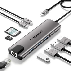 Lemorele USB C Hub Docking Station, 9 in 1 USB C Multiport Adapter with Gigabit Ethernet