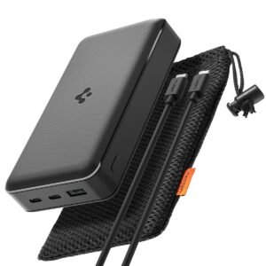Spigen 30,000 mAh, 22.5W Fast Charging Power Bank with 20W for 2 USB C Ports, Black